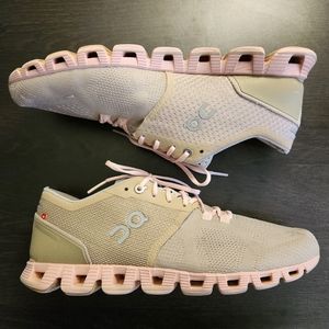 ON WOMEN'S CLOUD X Tan and Pink(Sand Rose) Size 8.5